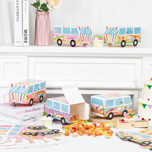 25 pz Groovy scatole per camion per feste retrò a tema Hippie con Logo personalizzabile Design rimovibile per centrotavola decorazione da tavola - Product Image 5