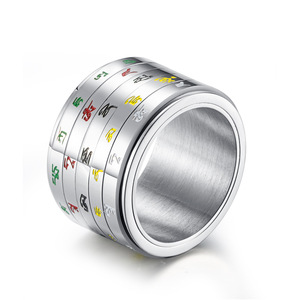 Tibetan Style Five God Wealth <b>Ring</b> Rotating Stainless Steel Unisex Fashion Jewelry Gift - Product Image 1