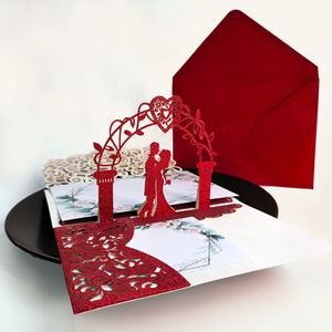 Passen Sie Ihr Design 3D Pop-up Hochwertige romantische Hochzeits einladungen Quince anera Einladungen für Hochzeits geschäft