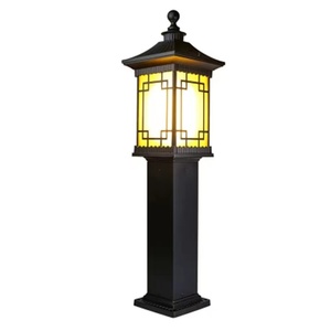 Outdoor Aluminum <b>Solar</b>-Powered Lawn <b>Light</b> LED 2700K Warm White CRI 90 IP65 Water-Resistant Garden Lamp <b>Post</b> Glass Shade Motion - Product Image 1
