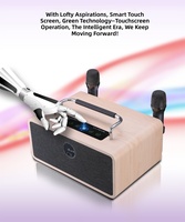 Amplificateur KTV portable personnalisé pour la maison, enceinte de karaoké en bois avec 2 micros sans fil, entrée multimédia