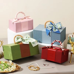 Bán buôn Tùy chỉnh hình chữ nhật sang trọng dệt PU da hộp đồ trang sức phù dâu Quà Tặng Bao bì hộp với vải Ribbon - Product Image 3