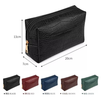 Sac de voyage pour cosmétiques et articles de toilette en cuir PU personnalisé avec logo, motif crocodile, grande capacité, fermeture éclair, vente en gros