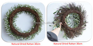 Foresta <span class=keywords><strong>serie</strong></span> 65 #60cm (22 pollici) rami di foglie d'ulivo e bacche ghirlanda verde con bacche su base di rattan essiccato naturale - Product Image 2