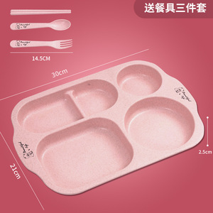 <span class=keywords><strong>Caja</strong></span> De Almuerzo De paja De trigo para niños, juego De platos y vasos infantiles anticaída, vajilla De guardería con cubiertos - Product Image 5