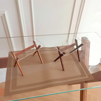 Table en verre pour maison de poupée 1:6, table à manger, modèle de bureau, meubles en bois décoratifs pour maison de poupée