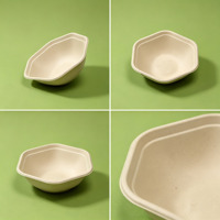 Bol jetable hexagonal en bagasse de canne à sucre 100 % compostable et biodégradable, compatible micro-ondes, pour salades à emporter