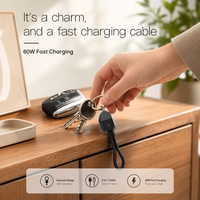 Câble de charge rapide USB-C vers USB-C PD 60W portable de 16 cm pour iPhone 16 15 Samsung Xiaomi Power Bank