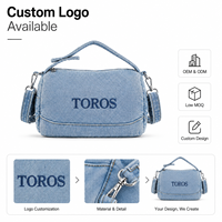 Sac en jean à fermeture éclair en forme de croissant, grande capacité, design souple pour collections de boutiques, production OEM personnalisable, fourniture en marque privée