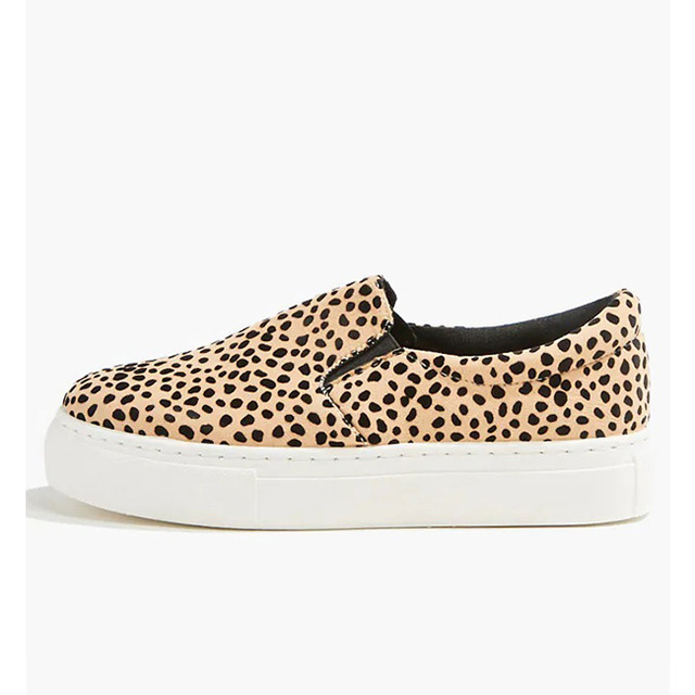 Custom Made Leopard Print Fabric Comfort Walking Driving Woman Slip-on Loafers Sneakers