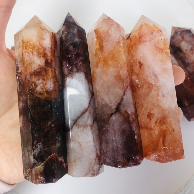 Wholesale Natural Fire Quartz Tower Polished Beautiful Crystal Point for Decoration