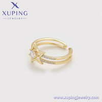 X000883670 Bijoux XUPING Mode Élégant Nouveauté Arrivée Cuivre écologique Forme d'étoile Plaqué or 14 carats Bague ouverte pour femmes