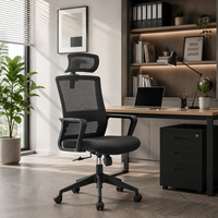Chaise de bureau exécutive moderne chinoise à dossier haut entièrement en maille, appui-tête réglable, design ergonomique, vérin à gaz chromé, garantie 5 ans