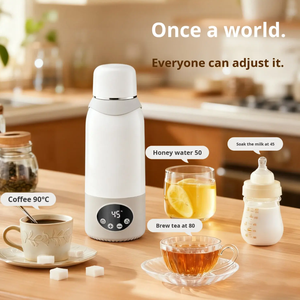 Hervidor Eléctrico de Acero Inoxidable Recargable con Bluetooth y Aislamiento Térmico, Pantalla Digital de Temperatura de 100°C, <span class=keywords><strong>Taza</strong></span> Portátil para Exteriores - Product Image 2