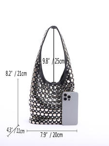 新款奢华设计师女式手提包朋克<span class=keywords><strong>PU</strong></span>皮革铆钉镶嵌大手提包超大肩包秋季开合 - Product Image 5