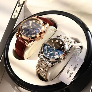 TISSELLY 6601 Nuovo Orologio da <span class=keywords><strong>Uomo</strong></span> di Alta Qualità, Elegante Orologio al Quarzo con Cinturino, Impermeabile, Tre Quadranti, Sei Lancette, Luminoso - Product Image 4