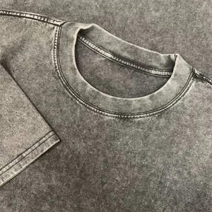 Camiseta Oversize Negra con Estampado DTG, Lavado Ácido, Estilo Vintage, Personalizada para Hombre, Venta al por Mayor OEM - Product Image 3