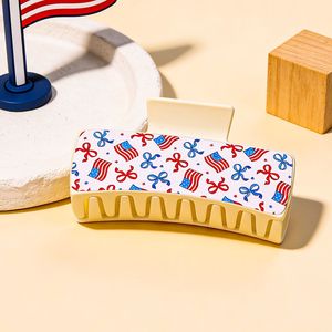 Pinza de Pelo de Piel Sintética con Estampado de la Bandera de EE. UU., Pinza Rectangular para el Cabello, Accesorios para el Cabello para el Día de la Independencia - Product Image 6