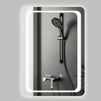Miroir de salle de bain personnalisé avec affichage de l'heure, anti-buée, étanche, intelligent, LED tactile, réglable