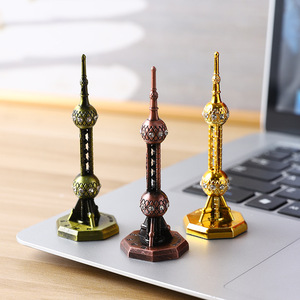 ของตกแต่งหอคอยมุกโอเรียนทัลขนาดเล็ก งานศิลปะลึกลับ ทำจากโลหะผสม ของที่ระลึกเซี่ยงไฮ้ ของตกแต่งตั้งโต๊ะ ของตกแต่งบ้านและสำนักงาน - Product Image 1