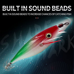 Señuelos de pesca luminosos de madera con forma de camarón, anzuelos de calamar de simulación que brillan en la oscuridad, señuelos de pesca tipo jig. - Product Image 2