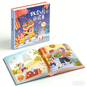 Stock Design I Can Sing Nursery Rhymes 4 Livres Interactifs en Carton pour Enfants, Collection de Chansons de Noël et de Divertissement sur le Thème des Animaux, OEM - Product Image 1