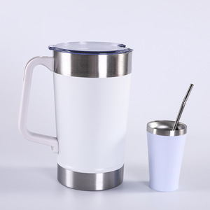 Vasos Térmicos Ecológicos de Acero Inoxidable de 1900 ml, Diseño Moderno, Doble Capa, Aislamiento Térmico de 6 a 12 Horas, con Asa y Pajita para Viaje - Product Image 6