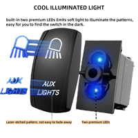 Interrupteur à bascule pour feux auxiliaires, lumière LED, 5 broches, marche/arrêt, laser, 12V 24V, bleu, 20A, avec câblage pour voiture, camion, bateau, VTT, UTV, camping-car