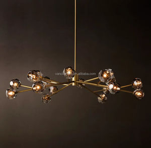 Lámpara Colgante Moderna Nórdica de Latón con Ramas Ajustables en Altura para Sala de Estar, Lámpara de Araña Esférica de <span class=keywords><strong>Cristal</strong></span> K9 - Product Image 1