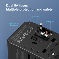 Wontravel Adaptateur de Voyage Universel International avec 2 Ports USB et 3 Ports Type C, Prise Électrique Chargeur Convertisseur Secteur