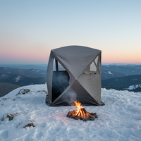 Tente de sauna Warmfire à une chambre avec poêle à bois, imperméable Oxford, 6 personnes, 4 saisons, triple couche, pour camping et pêche sur glace, montage rapide