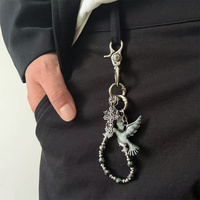 Charmes perles avec croix/Pigeon pendentif porte-clés pour hommes/femmes concepteur quotidien Cool porte-clés taille sac accessoires bijoux à la mode