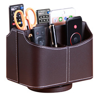 Support de télécommande de télévision personnalisé en cuir élégant multifonctionnel rotatif à 360 degrés, fait à la main, organisateur de bureau
