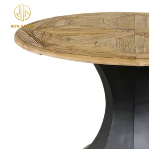 New Design Vintage Stylish Restaurant Catering Outdoor Dining Furniture Round Shape Solid Wood Dining Table