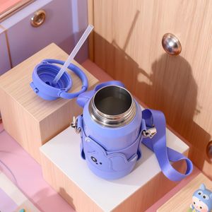 Bouteille d'eau isotherme en acier inoxydable avec poignée 500 ml, design cartoon pour enfants, usage scolaire - Product Image 3