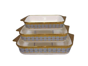 Plat de cuisson rectangulaire profond en céramique avec logo acceptable, motif bois et imprimé léopard, en métal émaillé électrolytique - Product Image 5