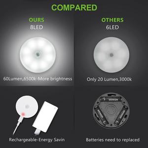 Lampe à détecteur de mouvement sans fil pour la maison, veilleuse LED murale avec chargement USB, lampe à bâton pour armoire, chambre, escalier - Product Image 4