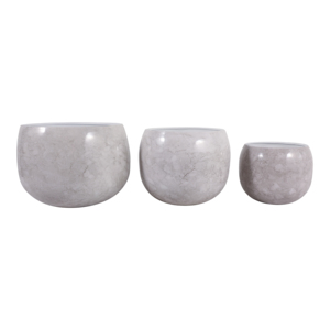 Set di 3 fioriere moderne rotonde in metallo per interni ed esterni, vasi decorativi per ingresso, soggiorno, ufficio. - Product Image 3