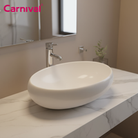 Sanitaire de forme ovale bonne qualité à bas prix comptoir en céramique lavabo évier table en porcelaine lavabo salle de bain