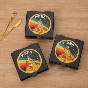 Vente en gros de boîtes à pizza en papier kraft ondulé noir uni de 12 <span class=keywords><strong>pouces</strong></span>, 13 <span class=keywords><strong>pouces</strong></span> et 7 <span class=keywords><strong>pouces</strong></span>, emballage alimentaire, logo personnalisé - Product Image 1