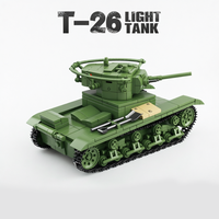 Modèle de jouet de construction en plastique ABS, char léger T-26 soviétique de la Seconde Guerre mondiale, camion militaire de terrain