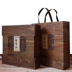 Pu'er Tea <b>Gift</b> <b>Box</b> Solid Wood Rectangle Handmade Craft Storage Container For Tea <b>Cake</b> Packaging High End <b>Gift</b> Use - Product Image 3