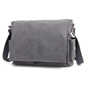 नई शैली विंटेज कैनवास क्रॉसबॉडी बैग पहनने-प्रतिरोधी कपास एक पट्टा बैग बड़ी क्षमता 10 "फोल्ड कवर के साथ लैपटॉप बैग
