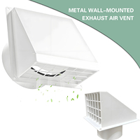 Grille d'aération murale en acier galvanisé 100 mm avec capot pour sèche-linge, salle de bain, conduit CVC – Installation facile