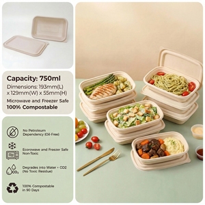 Caixa de Amido de Milho Quadrada Direto da Fábrica, Recipiente de Alimentos Descartável Biodegradável para Restaurantes e Catering - Product Image 5