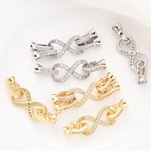 South Wind Knows My Heart Fermoir en forme de huit en cuivre plaqué or et argent, composants de bijoux DIY pour connecteur de collier et bracelet - Product Image 1