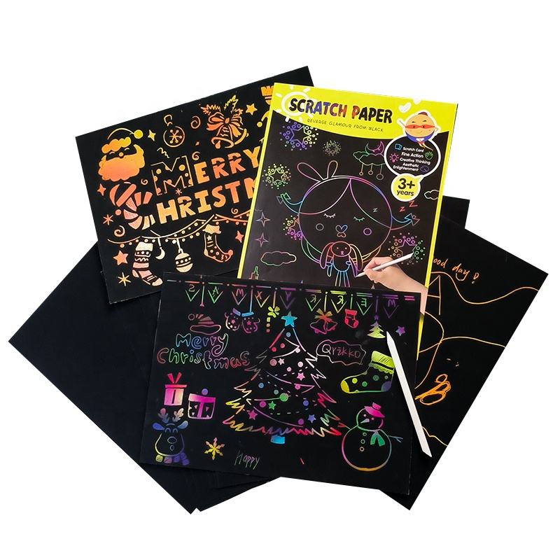 Scratch Paper Rainbow, 12pcs Feuilles Cartes à Gratter A4, Paper Sketch