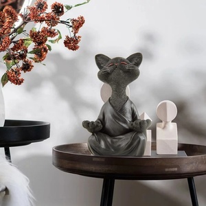 Décoration de maison Yoga <span class=keywords><strong>chat</strong></span> Sculpture Style <span class=keywords><strong>nordique</strong></span> <span class=keywords><strong>chat</strong></span> heureux ornements conception de jardin résine assis Zen <span class=keywords><strong>chat</strong></span> ornements cadeaux résine artisanat - Product Image 3