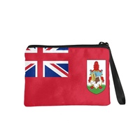 Dompet Koin Mini Bermotif Bendera Bermuda Warna Campuran dengan Ritsleting, Dompet Kanvas Portabel untuk Uang Receh Wanita, Cocok untuk Perjalanan Sehari-hari