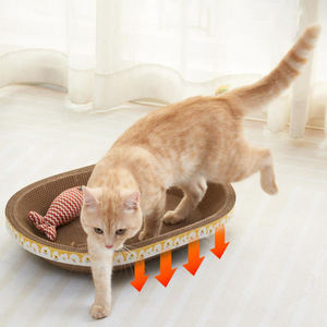 Kertas bergelombang berkepadatan tinggi yang dipertebal tahan aus tanpa penumpahan melingkar terintegrasi kucing papan gores sarang kucing untuk kucing - Product Image 5